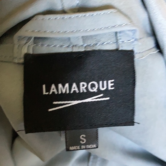 LAMARQUE Leather Cropped Jacket Sz S Graystone - Picture 10 of 12